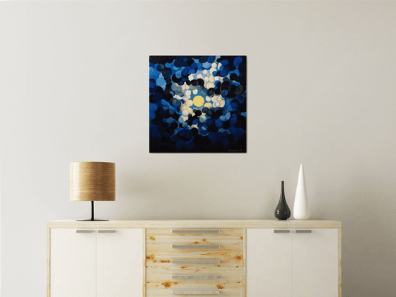 Full Moon (60x60cm, cubism, oil painting, ready to hang)