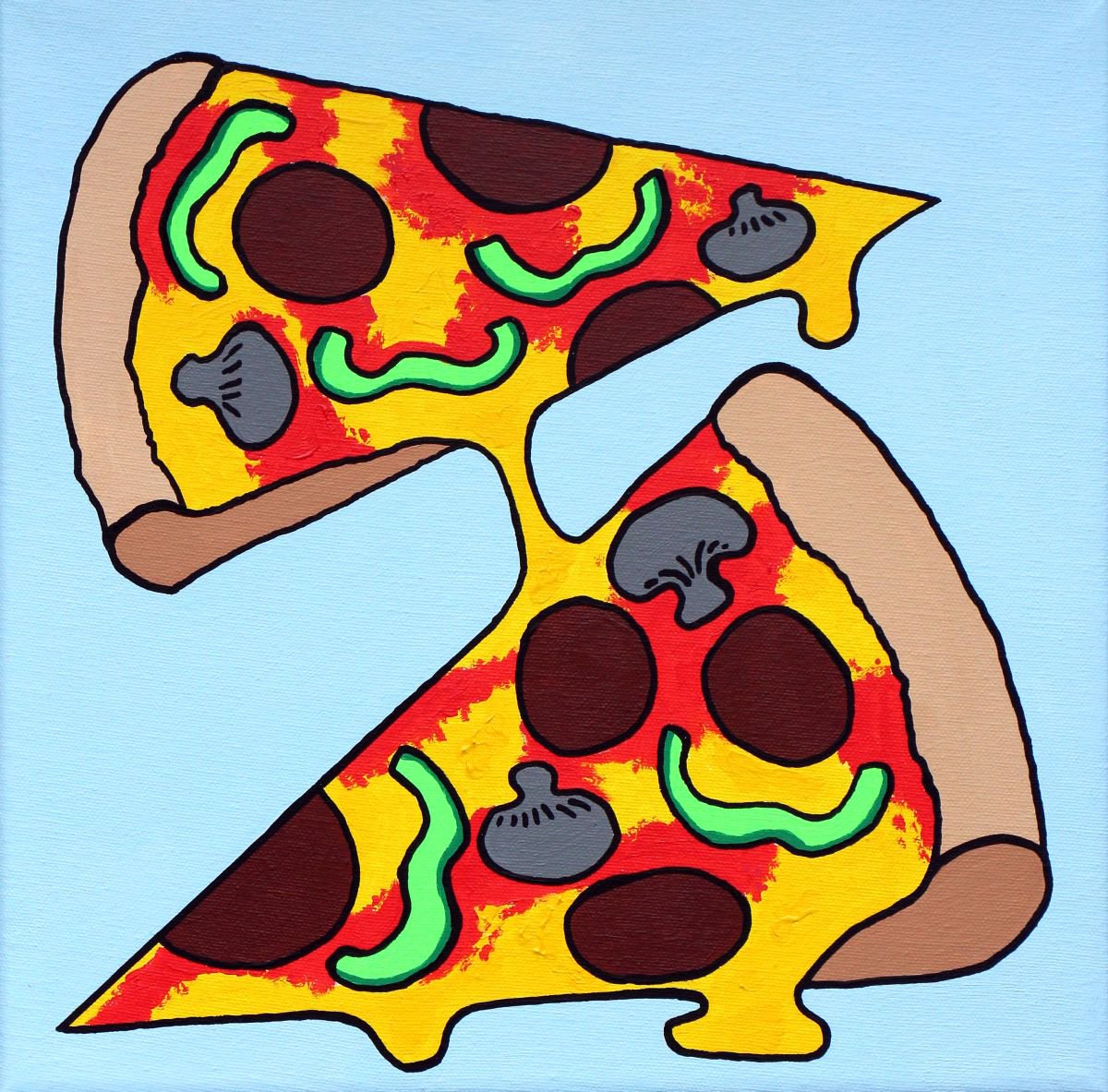 Two Slice Pizza Pop Art Painting On Canvas Artfinder