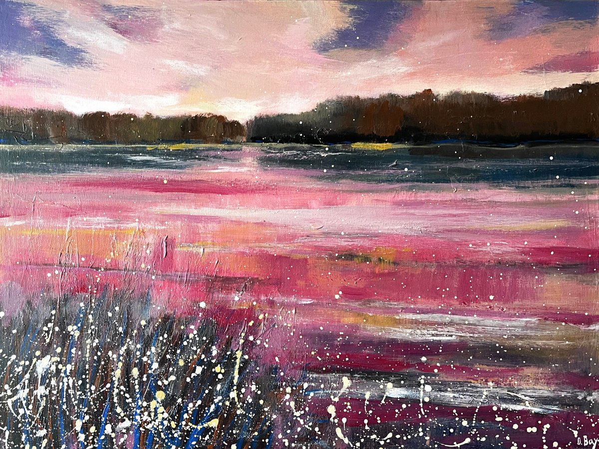 In The Embrace Of The Pink Lake By Olesya Bay, 28 X 20, Artwork For Sale On Artfinder