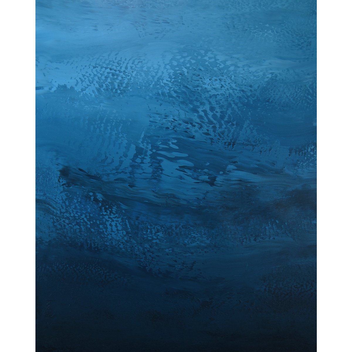 Expressive Abstract Acrylic Painting By Suzanne Vaughan, 24 X 30", Blue Waters - Color Field, Original Artwork