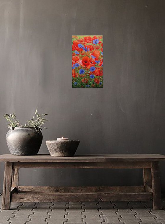 Poppies with Cornflowers.