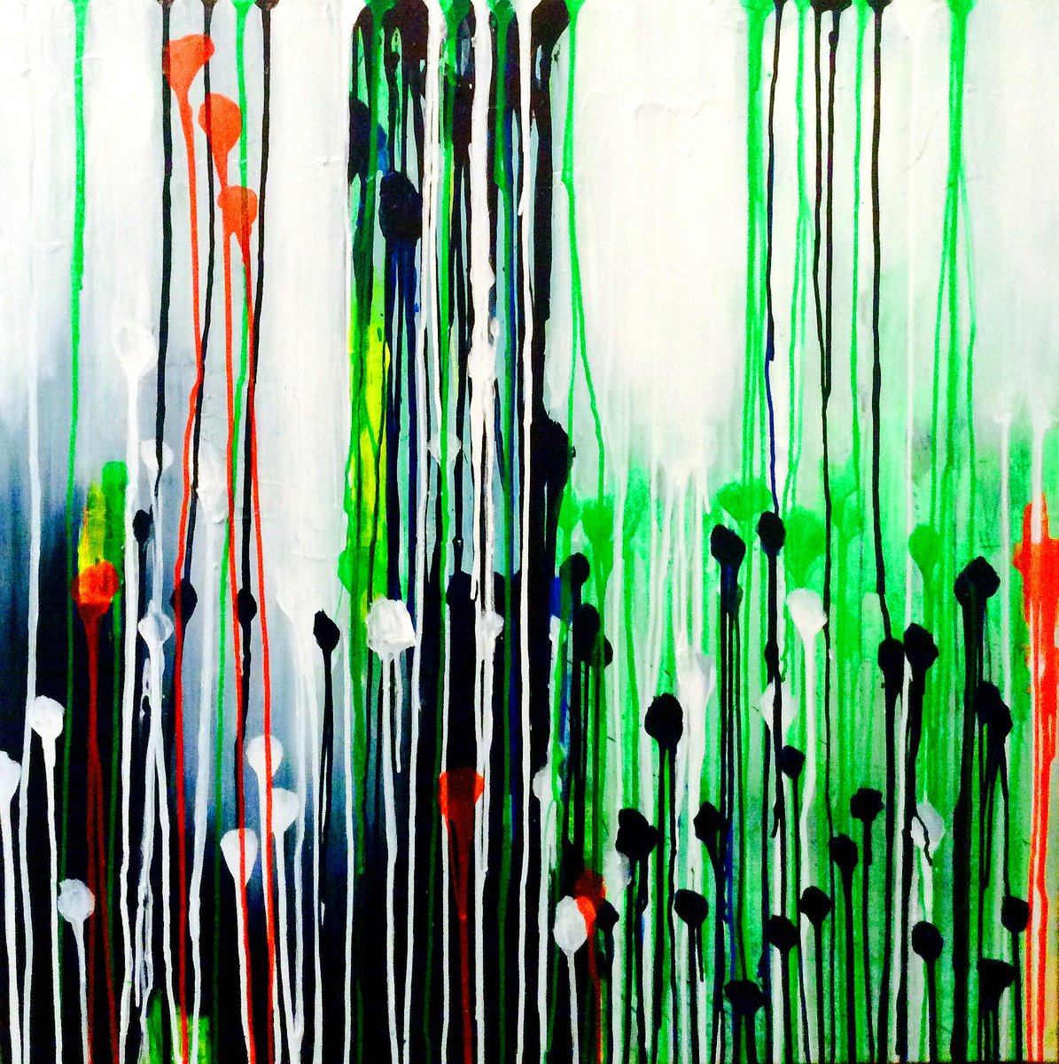 Abstract Acrylic Painting By Nina Mahnik, 39 X 39", Lluvia, Original Artwork