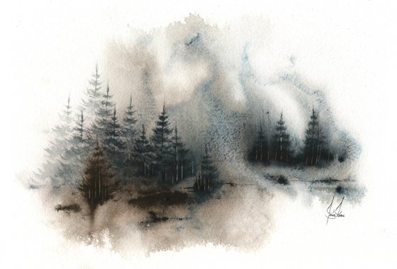 Places XXIII - Watercolor Pine Forest