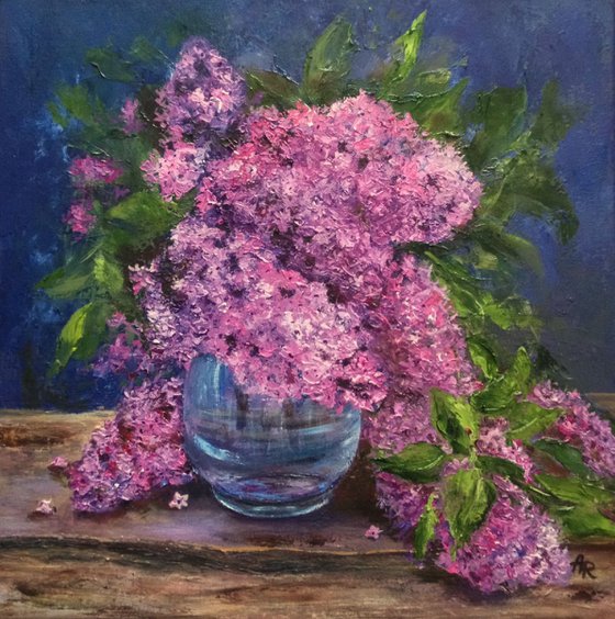 Lilac in a blue vase