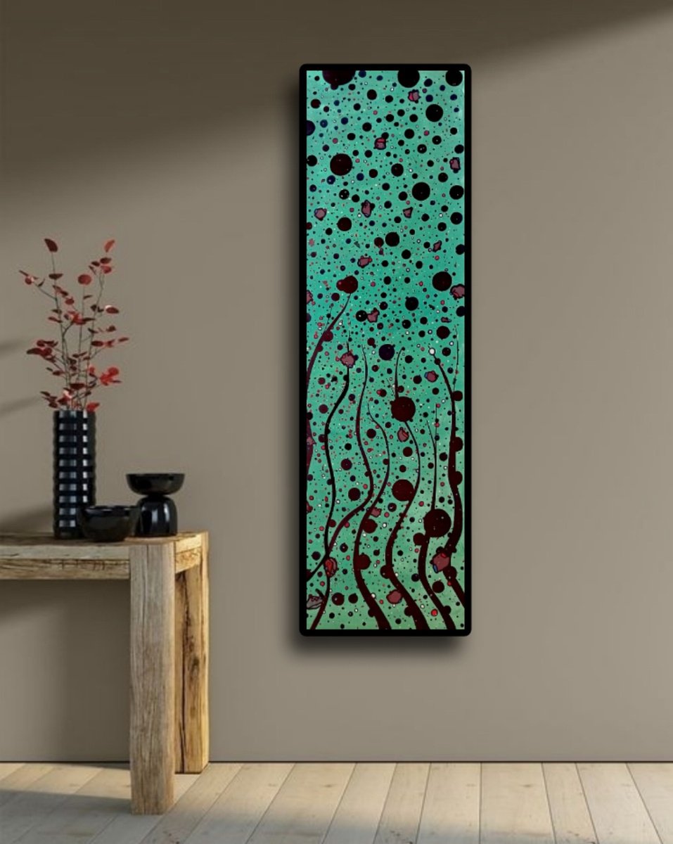 Abstract Acrylic Painting By Riccardo Ticco Capparella, 20 X 69", There Is A Happy Land...#4, Original Artwork