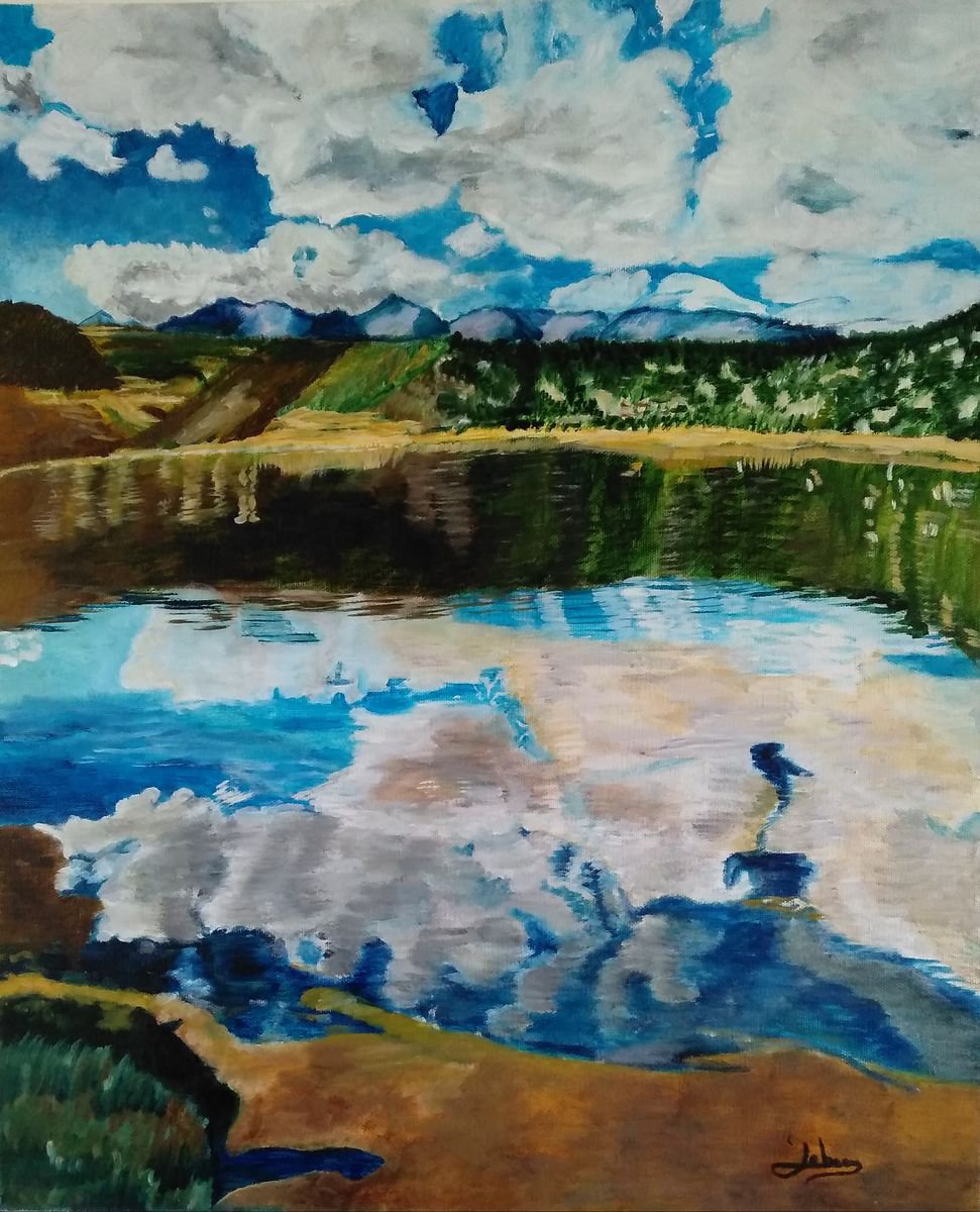 Reflexions on the lake - landscape - mountains by Isabelle Lucas
