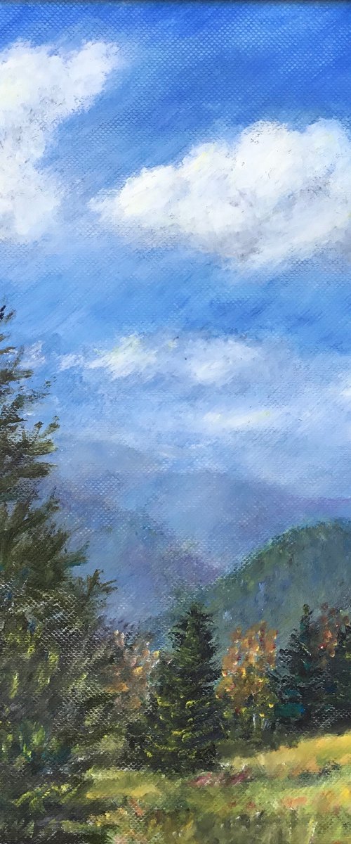 SUNSHINE ON THE MOUNTAIN - oil 10X8 by Kathleen McDermott