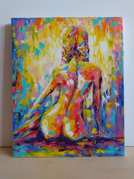 Expectation - nude, erotic, nu, body, woman, woman body, oil painting, gift for him, gift for man, nu