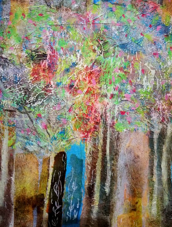 Hidden Heaven-5 (Light Gardaen), Mixed media on paper, 30x42 cm