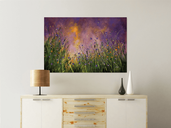 "Magnetic Spell" - Large original abstract floral painting