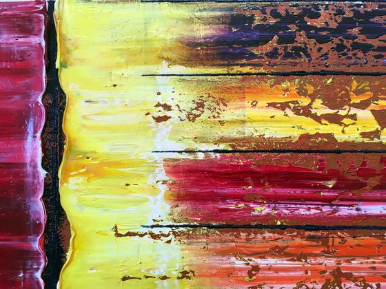 "All Roads Lead Here" - FREE USA SHIPPING + Special Price - Original PMS Abstract Oil Painting On Canvas - 36" x 12"
