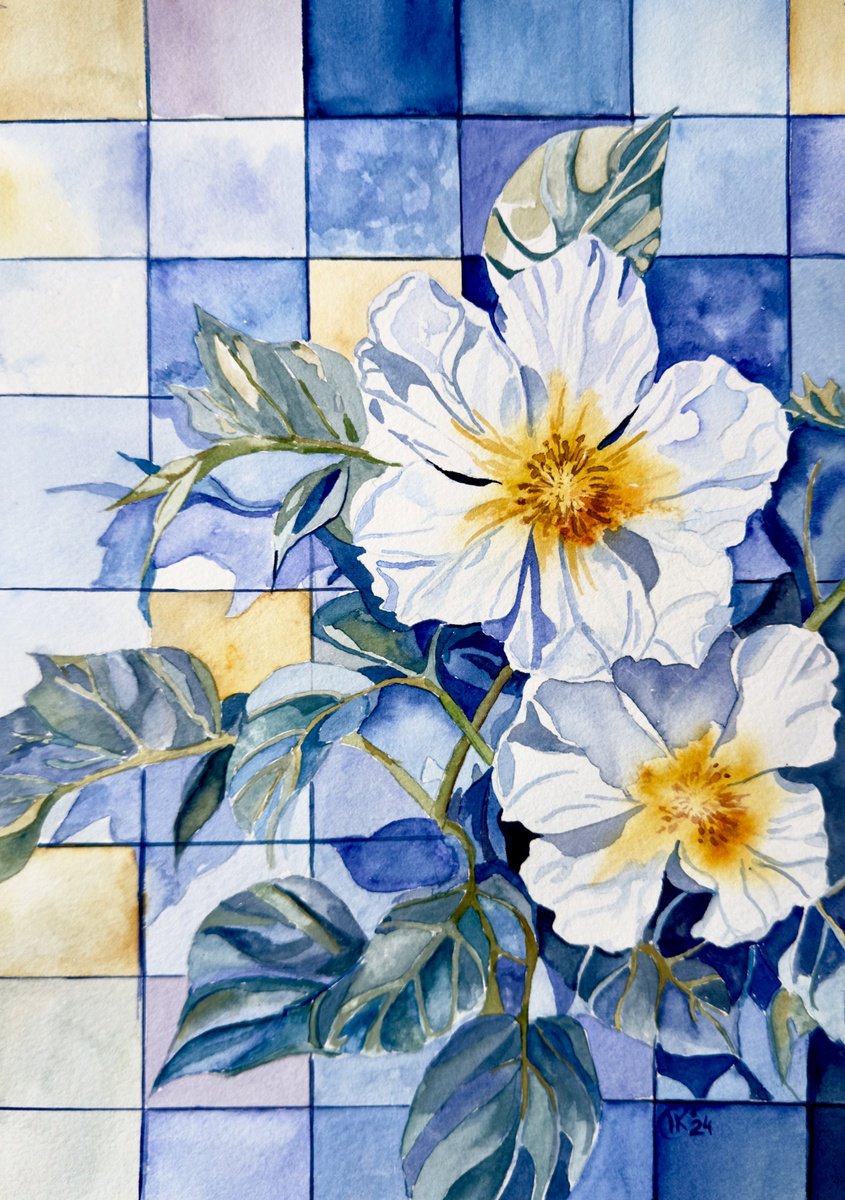 Photorealistic Watercolour , White Cistus Flowers By Irina Kurganskaya, 8 X 12, Artwork For Sale On Artfinder