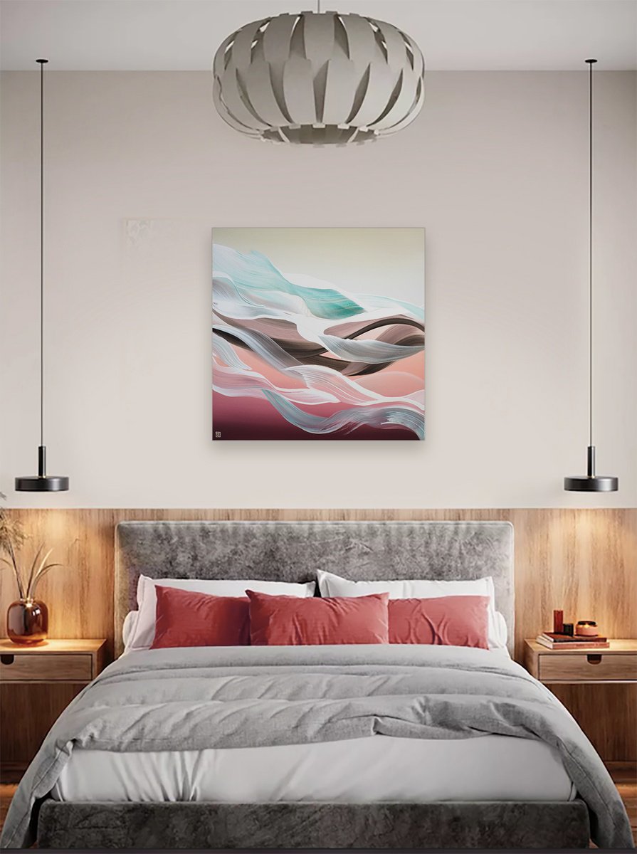 Abstract Acrylic Painting By Novi Lim, 30 X 30", Immaculate Sky Iii, Original Artwork