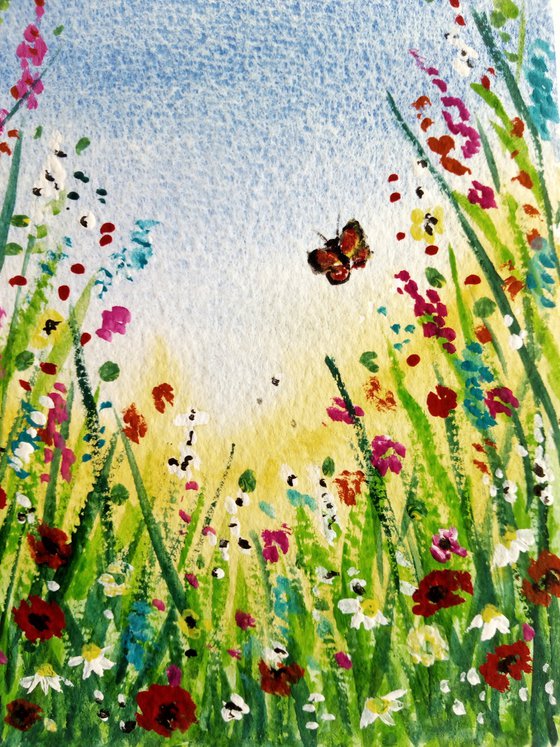 Meadow Flowers and a Butterfly