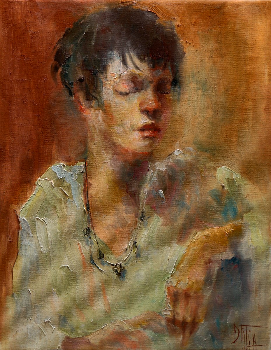 Impressionistic Portrait Oil Painting By Pavel Filin, 14 X 18", Model8, Original Artwork