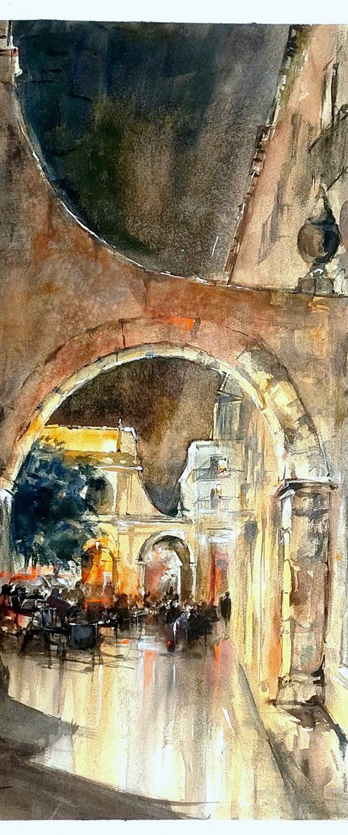 PAINTING AT NIGHT IN SAN CLEMENTE, SPAIN by Maylu García