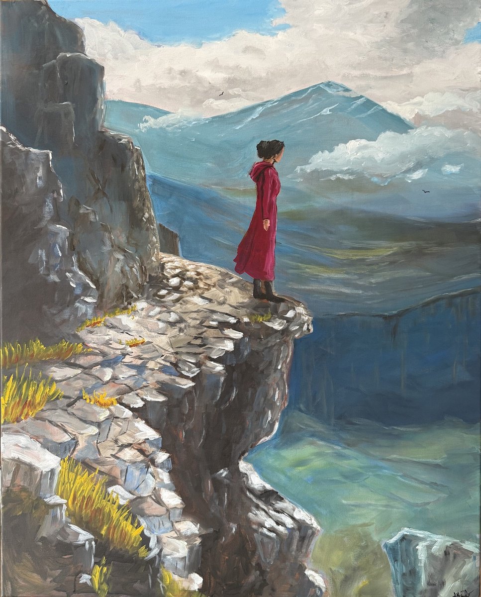 Impressionistic Landscape Acrylic Painting By Aisha Haider, 24 X 30, Solitude At The Summit, Original Artwork