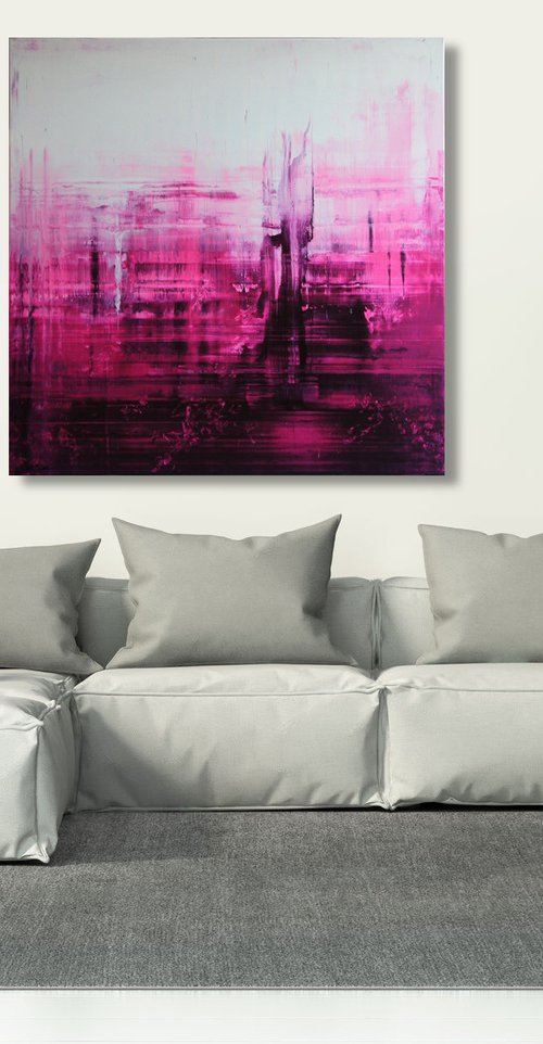 She Likes To Dream In Pink III - 100 x 100 cm - XXL (40 x 40 inches) by Ansgar Dressler