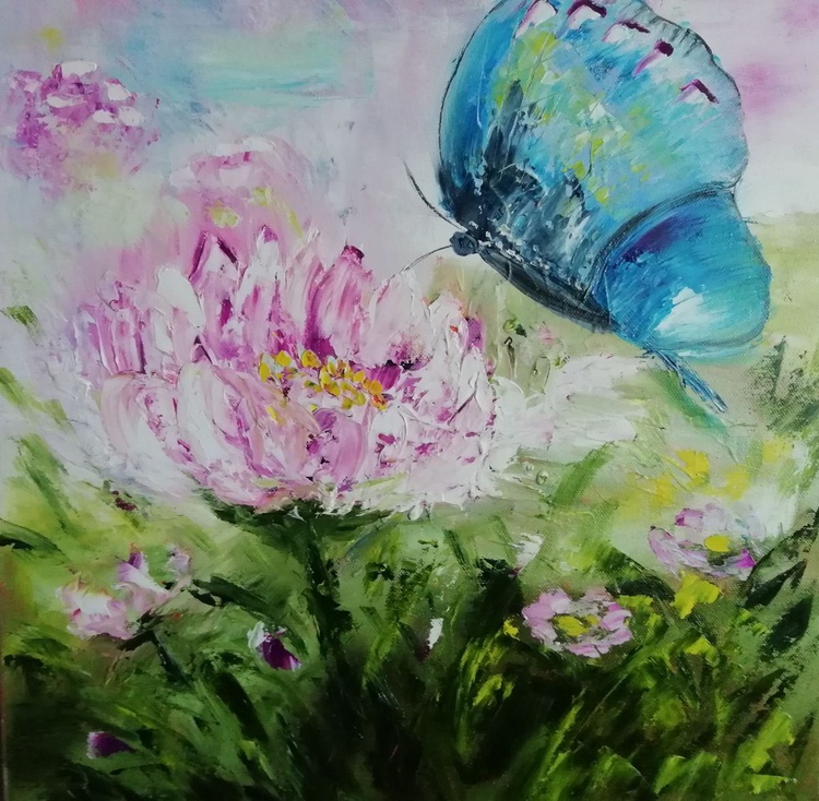 Summer Morning Flower Field Butterfly Origin Artfinder