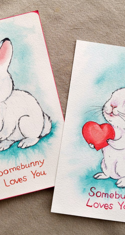 Set of 2 cards for Valentine's by Olga Beliaeva Watercolour