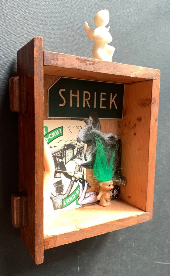 “Art Deco Surrealistic Shriek Chu-Chu Troll Shadow Box”