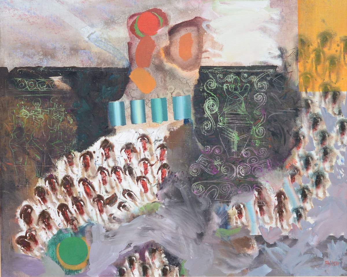 Expressive Abstract Oil Painting By Florina Breazu, 39 X 31, Hibrid, Original Artwork