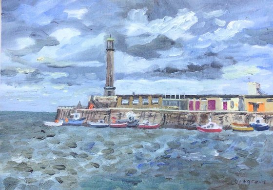 Breezy day at Margate, An original oil painting.