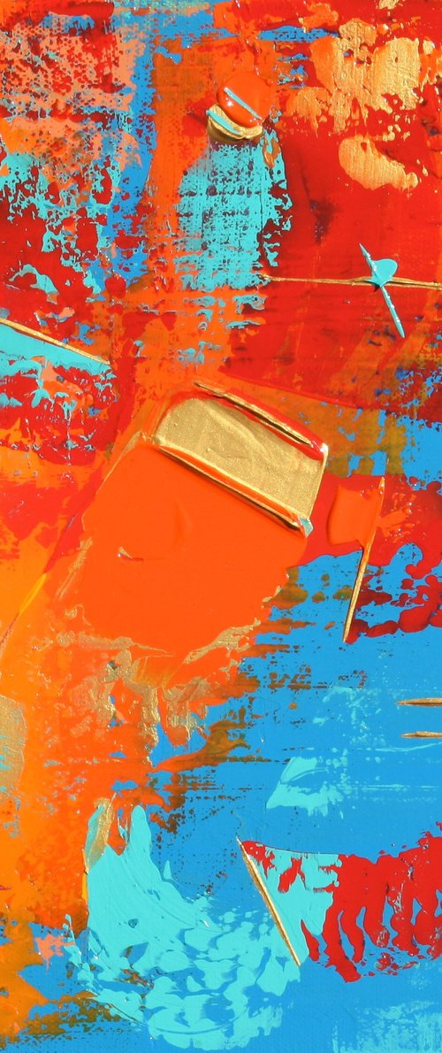 Abstract Red Orange Teal Patterns by Robert Lynn