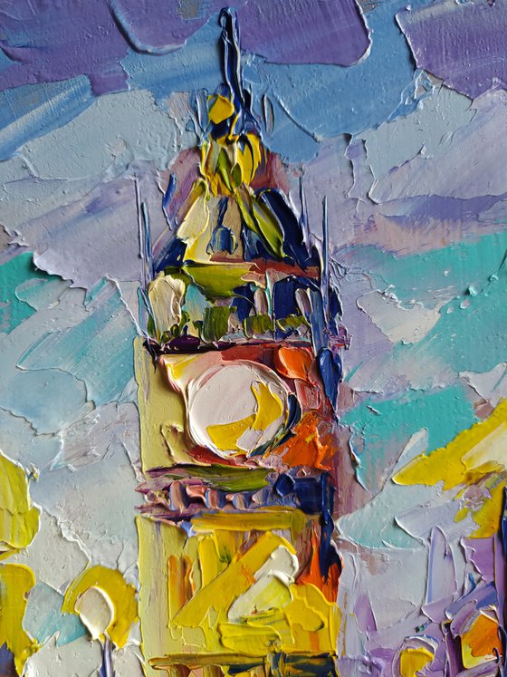 Walk near Big Ben - cityscape, umbrella, oil painting, city, gift idea, gift, oil painting, Big Ben, London, United Kingdom