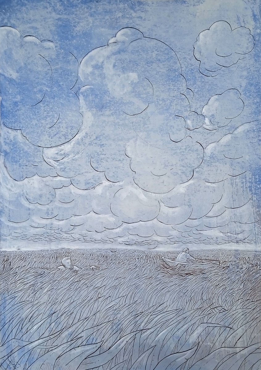 Illustrative Landscape Drawing By Paolo Beneforti, 10 X 14", Rescue, Original Artwork