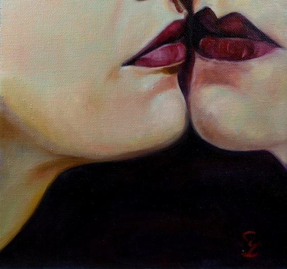 Portrait of a woman "The kiss"