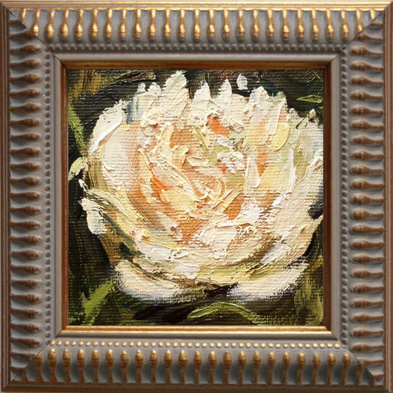 Peony 05...framed / FROM MY A SERIES OF MINI WORKS / ORIGINAL OIL PAINTING