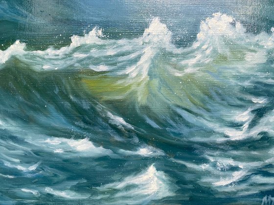 Wave Oil Painting with mount # 1