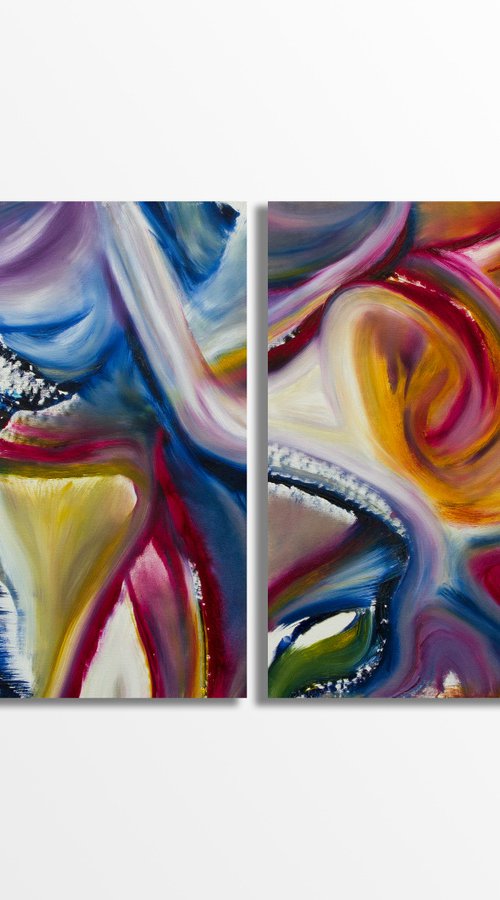 Diptych "Festa" n° 2 paintings by Davide De Palma