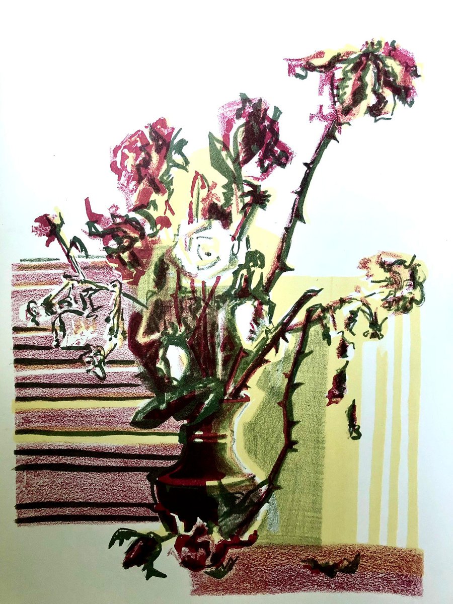 WINTER FLOWERS. Lithography. by Maria Zaytseva
