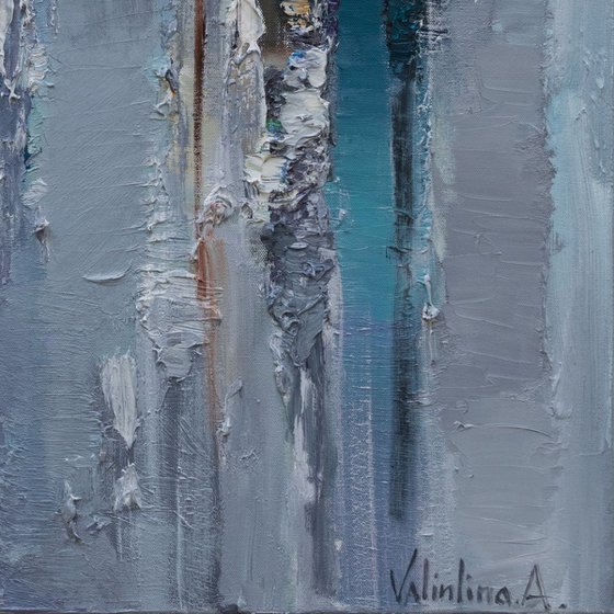 Gray Abstract  Oil Painting - 90 x 90 cm - Original  painting