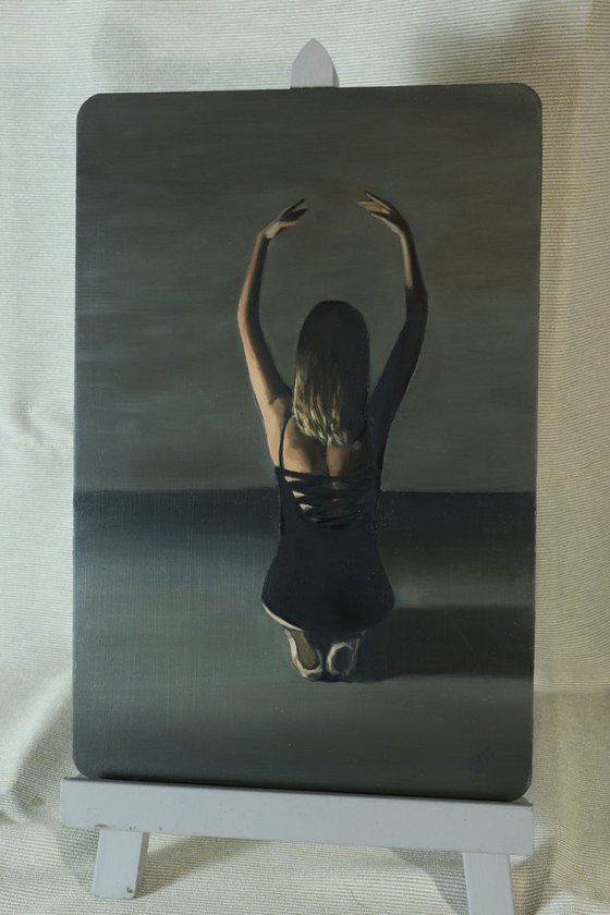 Dancer Alone, Ballet Oil Painting, Ballerina, Framed  Art