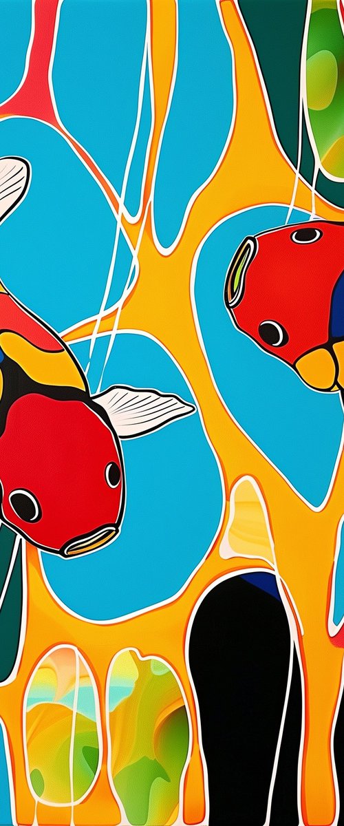 Geometric abstraction with fishes #6 by V+V Kniazievi