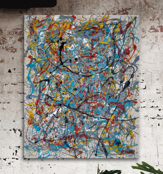 - Upheaval - Style of JACKSON POLLOCK. Abstract Expressionism Painting.