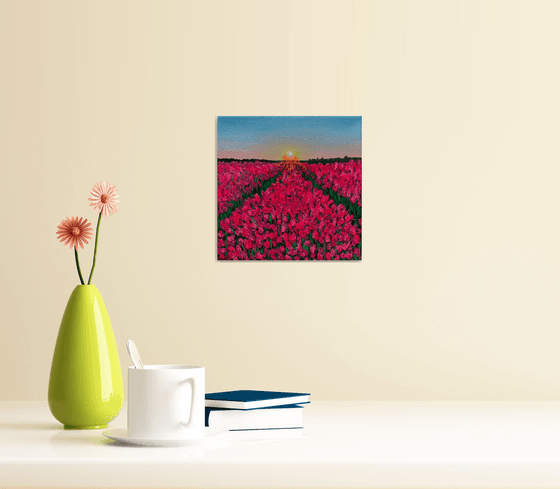 Tulip fields ! Small Painting!!  Ready to hang