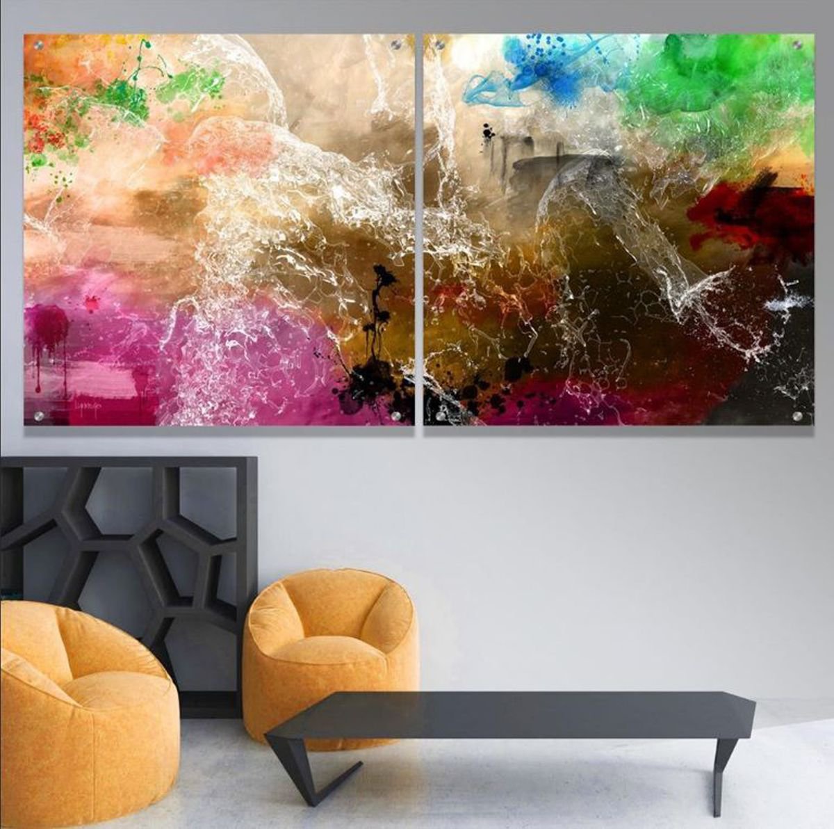 Abstract Print By Lynne Godina-Orme, 94 X 47", Waterfall, Original Artwork