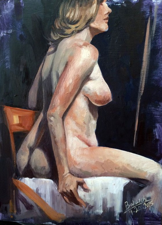 Sitted woman life painting