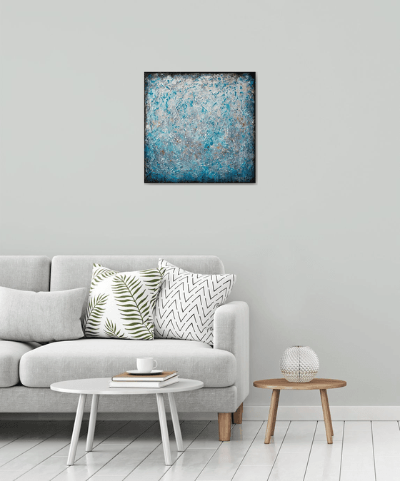 TURQUOISE DREAM (Heavy texture Palette knife Original Abstract Painting)