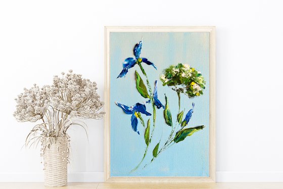 IN THE MOMENT №7 -  flowers herbs impasto painting.