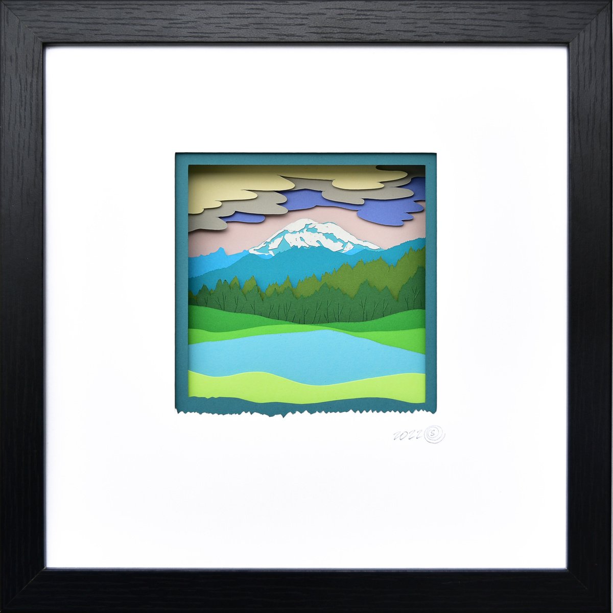 Landscape Sculpture By Olga Skorokhod, 10 X 10", Mount Rainier - 01, Original Artwork