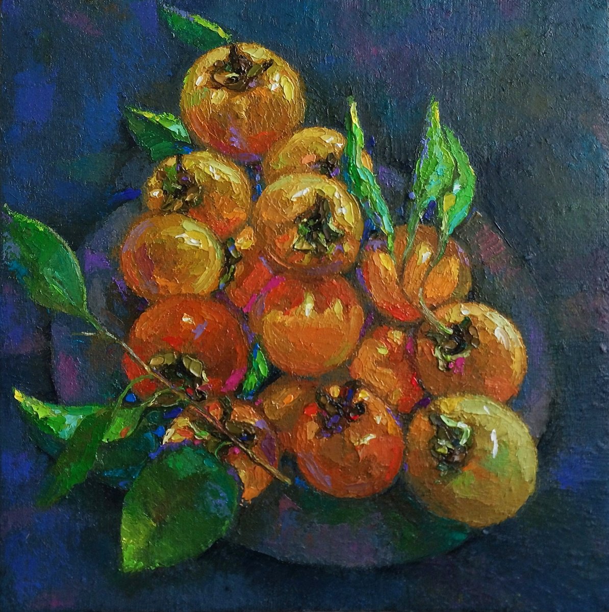 Autumn Persimmons By Kamsar Ohanyan, 14 X 14, Artwork For Sale On Artfinder