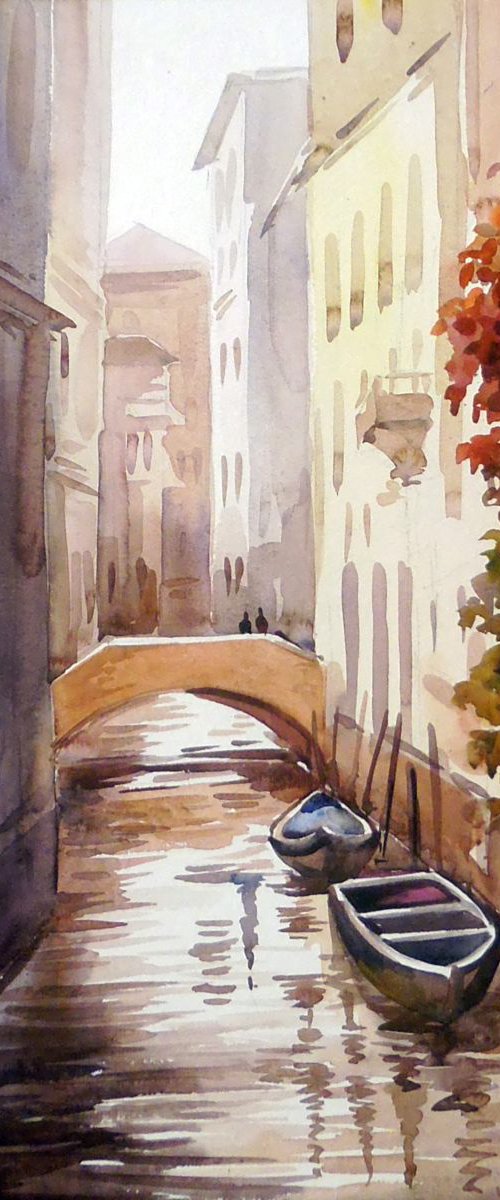 Morning Canals - Watercolor Pinting by Samiran Sarkar