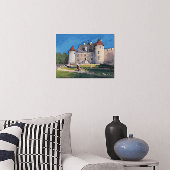 France Castle Château d'Ainay-le-Vieil Watercolor painting