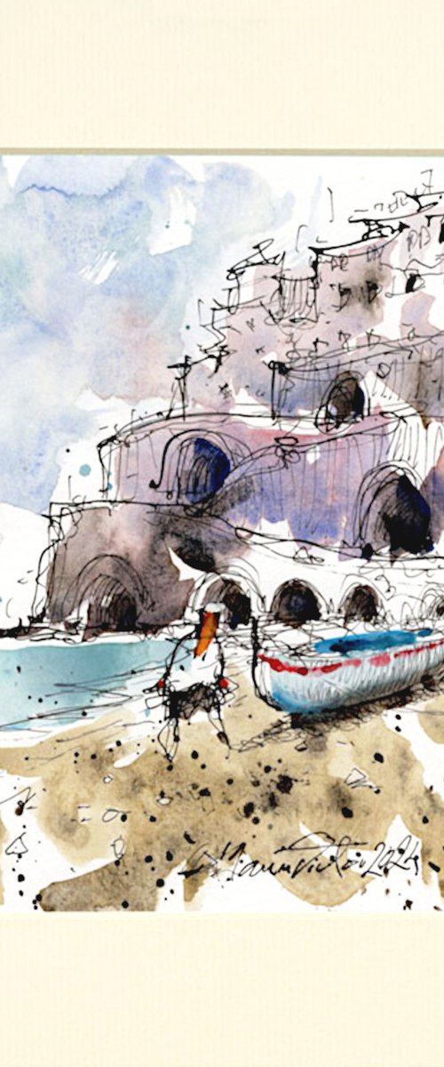 Positano Urban Sketch by Marin Victor