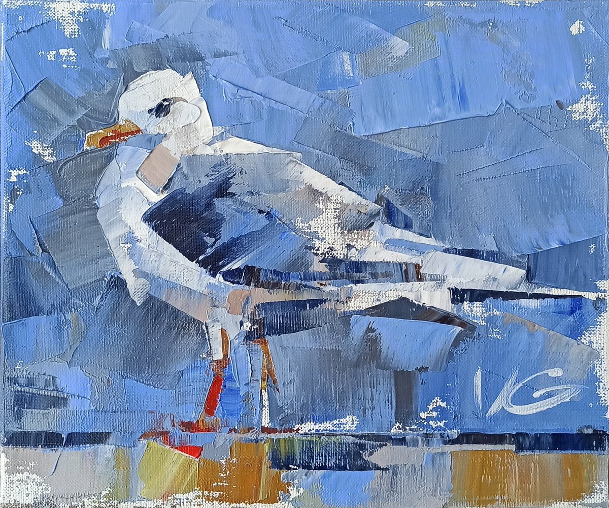 Impressionistic Animal Oil Painting By Volodymyr Glukhomanyuk, 13 X 11", Series Birds Bazaar Part #3, Original Artwork